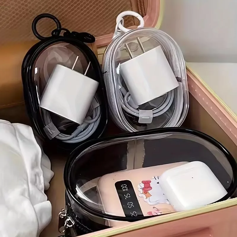 Cable Winder Keychain - Sac de rangement transparent miniature portable