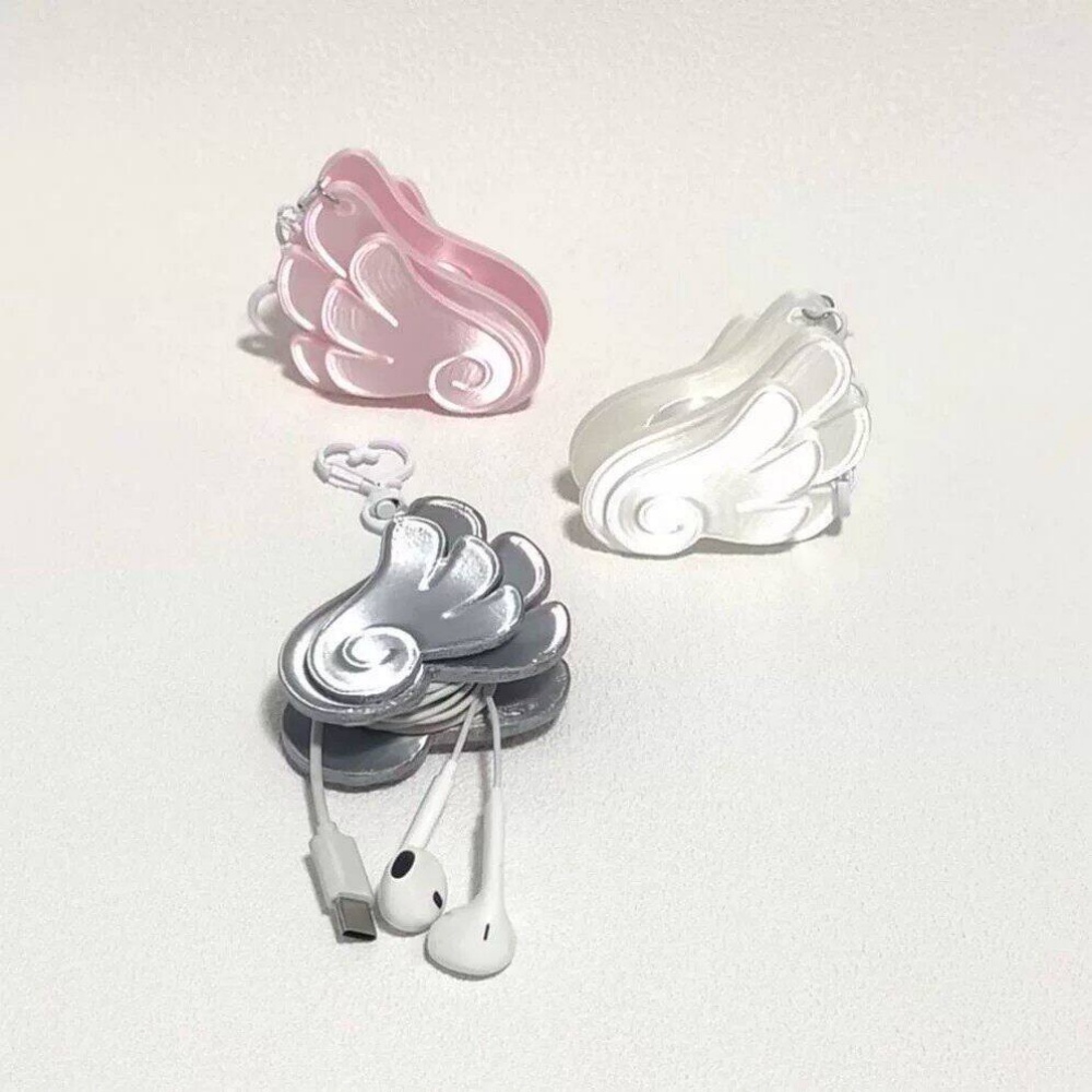 Cable Winder Keychain - Porte-clés en forme d'aile d'ange imprimé