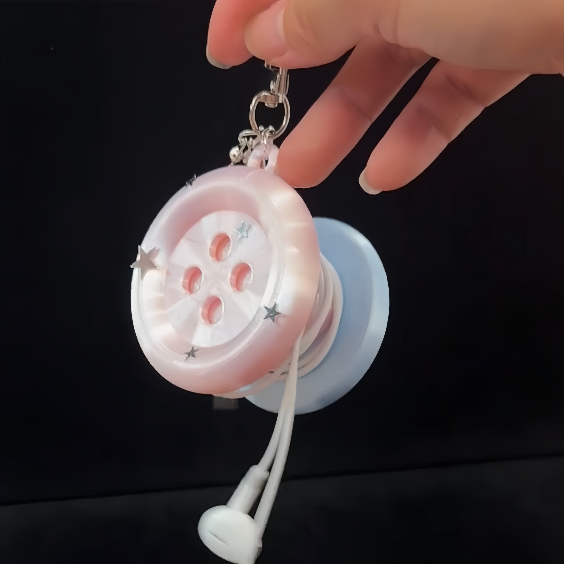 Cable Winder Keychain - Porte-clés Étoile 3D Kawaii avec Bouton