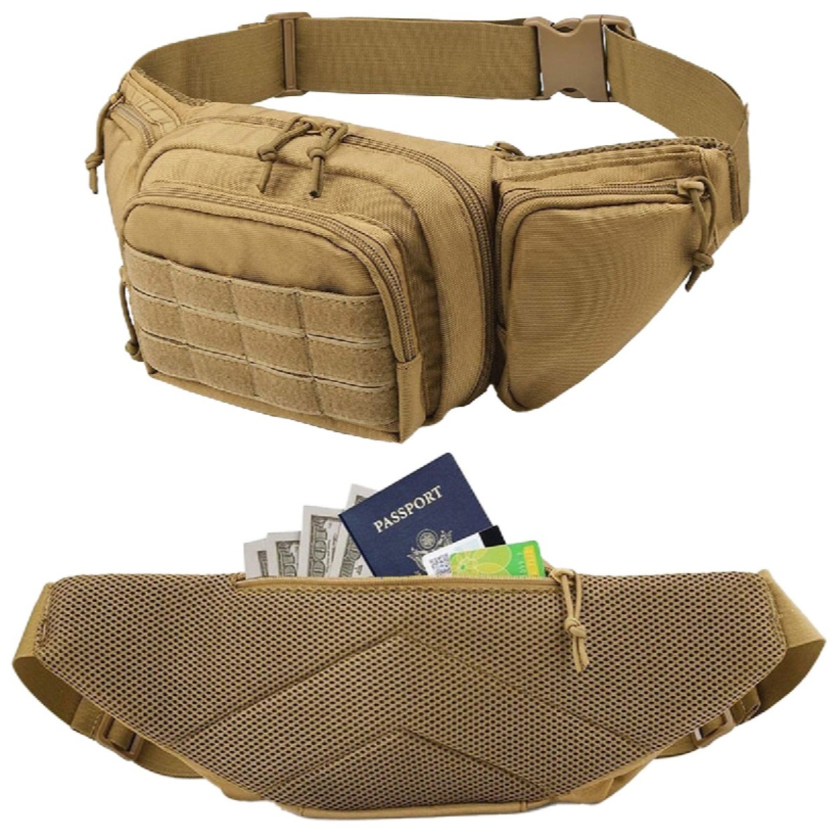 Edc Concealed Carry Fanny Pack - Sac banane tactique MOLLE pour port