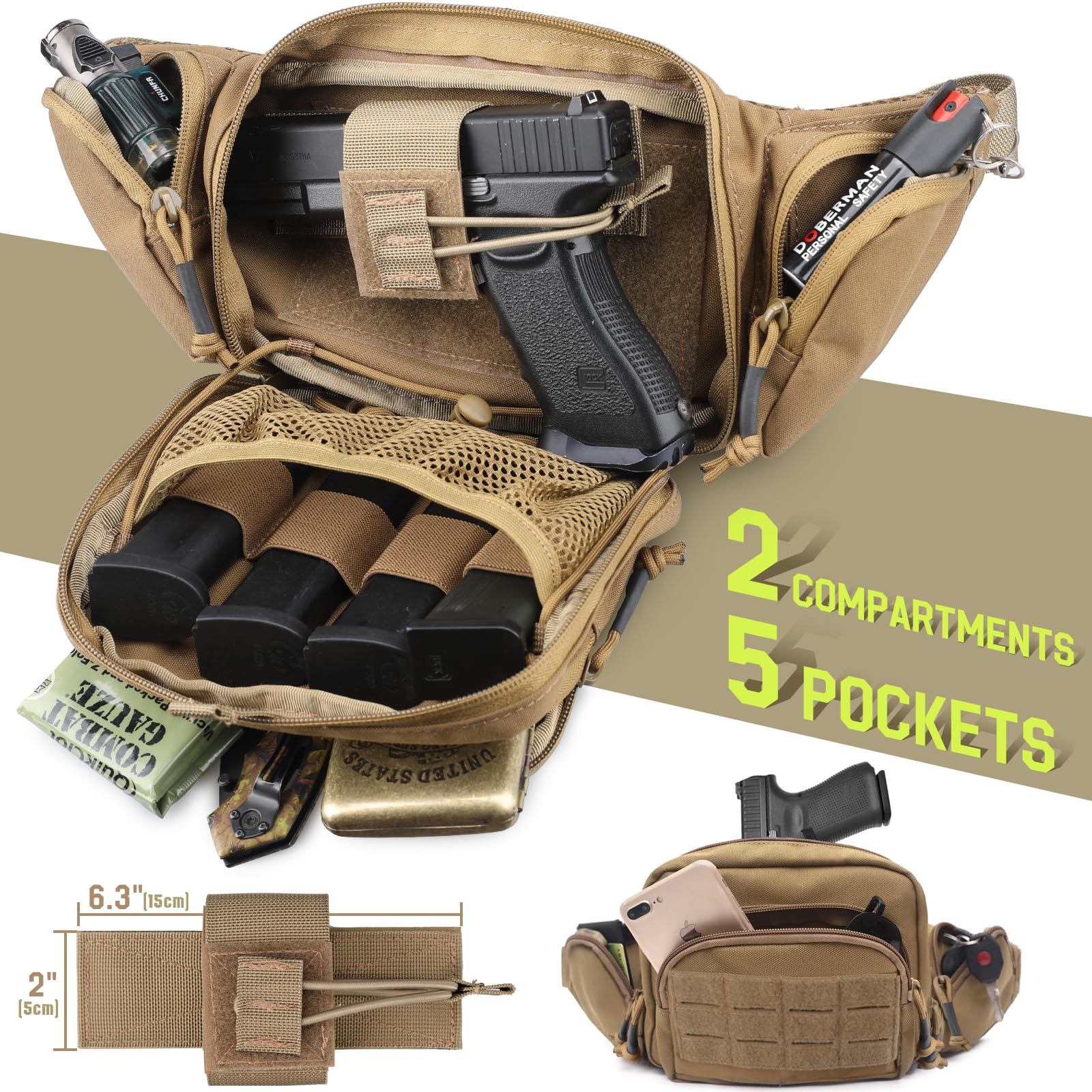 Sac banane tactique pour port  - Edc Concealed Carry Fanny Pack avis et prix